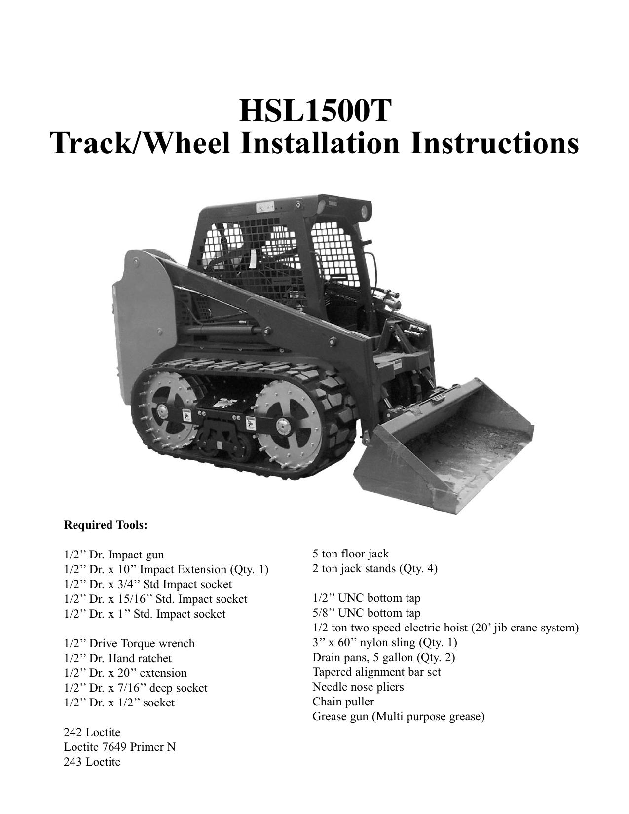 HSL1500T Track Wheel Installation Instructions